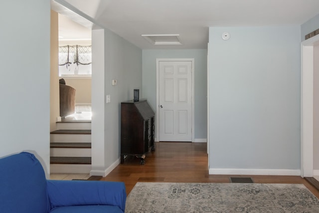 interior space with hardwood / wood-style floors