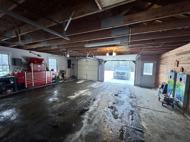 garage with a garage door opener