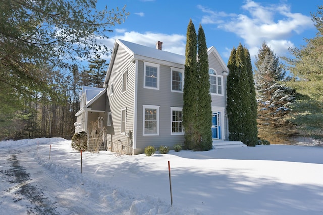 view of snow covered exterior