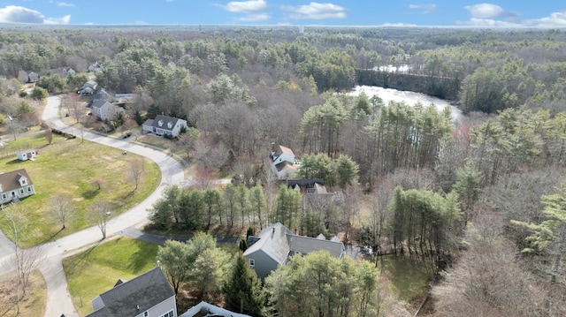 bird's eye view featuring a view of trees