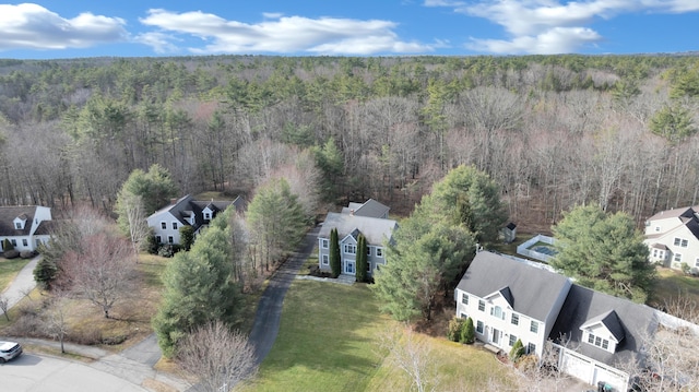 bird's eye view with a view of trees and a residential view