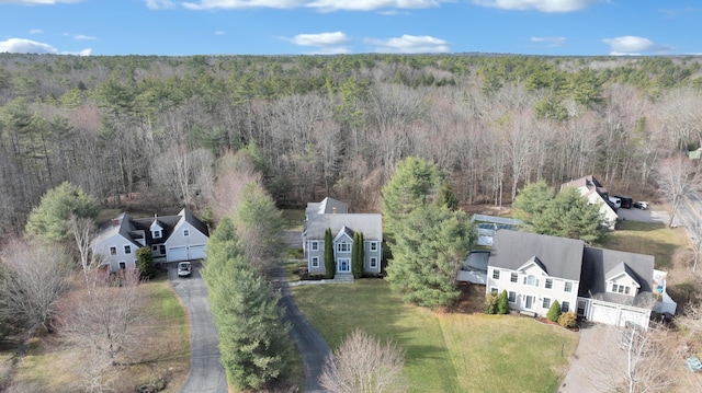 bird's eye view with a view of trees