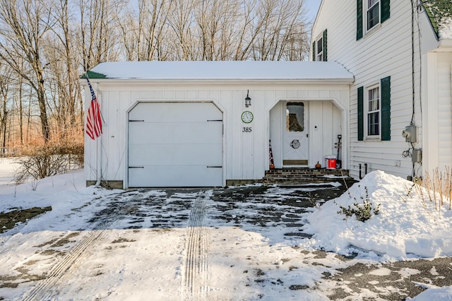 exterior space with a garage