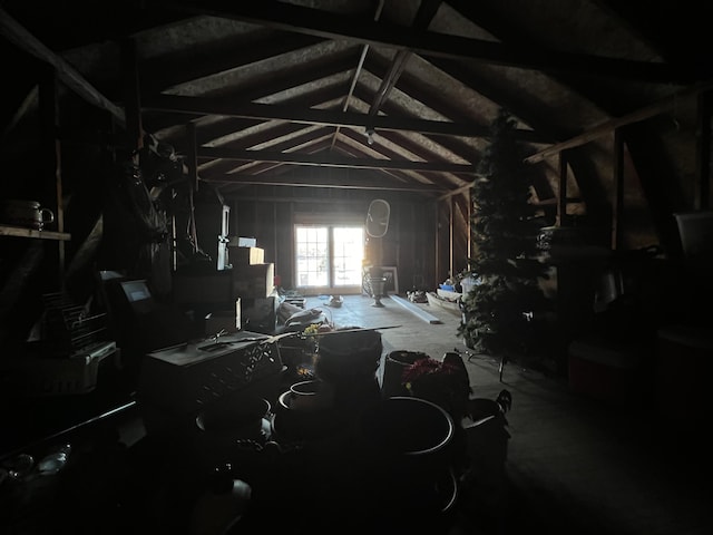 view of unfinished attic