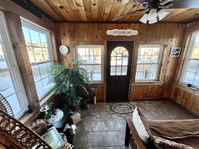 interior space featuring wood ceiling