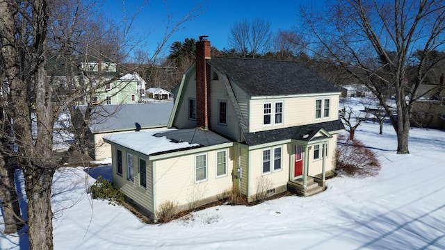 view of snow covered exterior