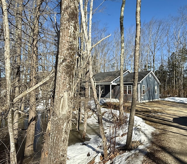 view of snowy exterior