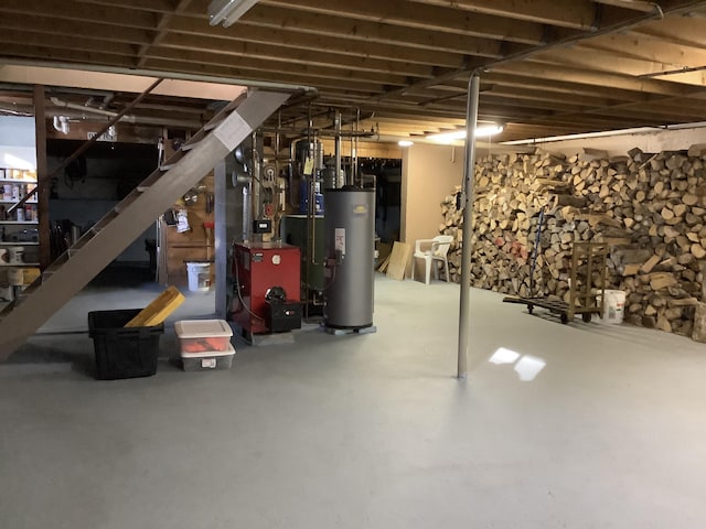 basement featuring water heater