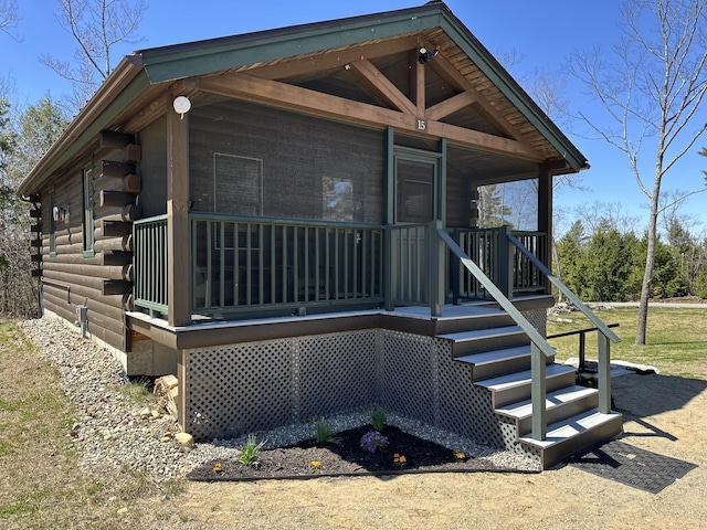 exterior space with log exterior