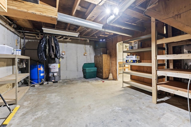 basement with water heater