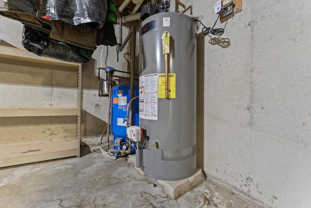 utility room featuring gas water heater