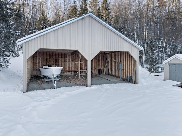 view of snow covered structure