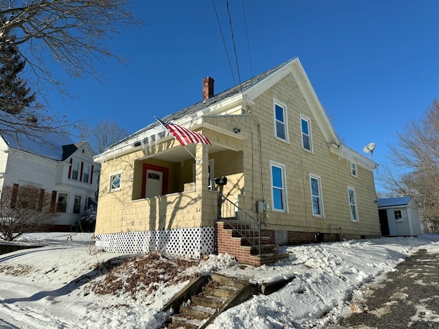 view of snowy exterior