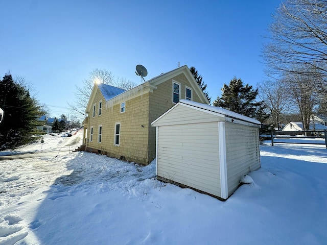 view of snow covered exterior