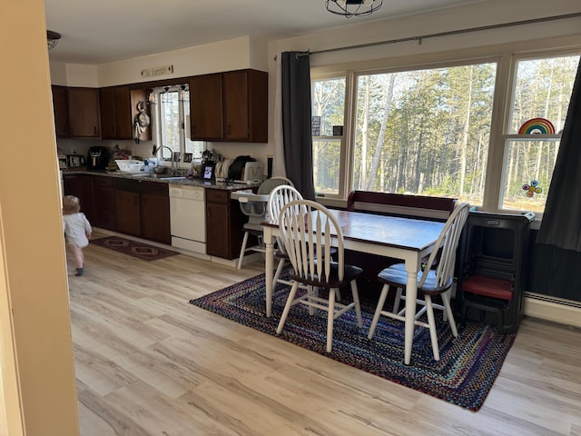 dining area featuring light wood-style flooring and a wealth of natural light