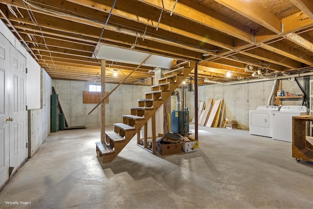16 Hanna Ln, Bristol, ME 04539 - unfinished basement with washer and dryer and stairs