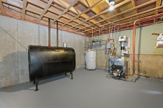 basement featuring water heater