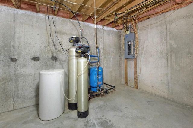 basement with electric panel