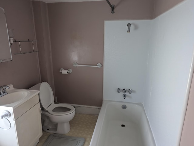 full bath featuring vanity, toilet, and tile patterned floors