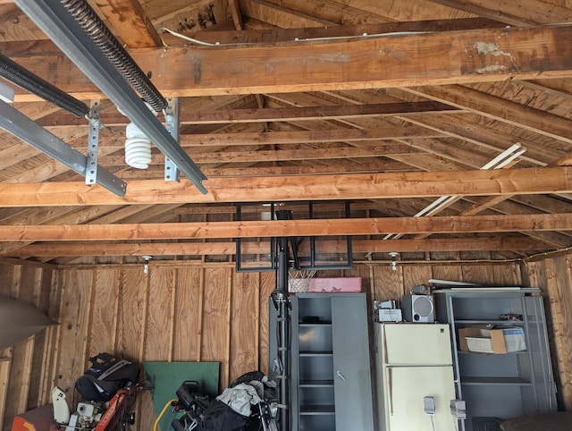 interior details featuring wood walls