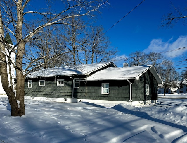 view of snow covered exterior