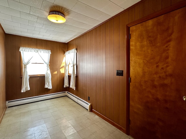 spare room featuring wood walls