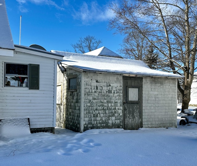 view of snow covered exterior