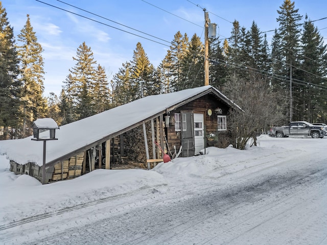 view of snow covered exterior