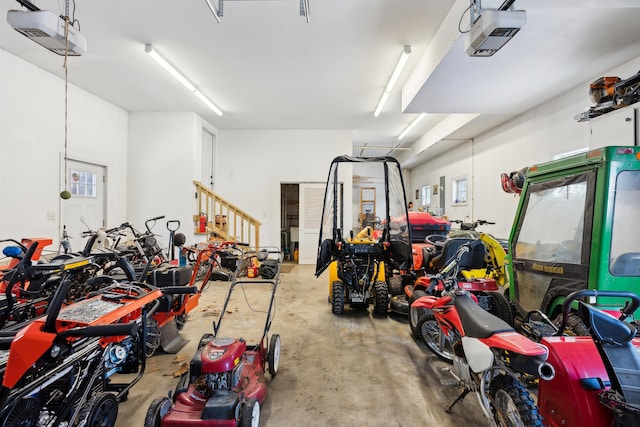 garage with a garage door opener