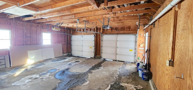 garage with a garage door opener