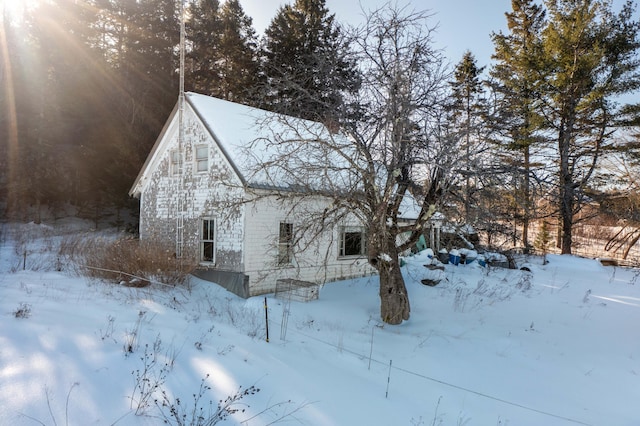 view of snow covered exterior