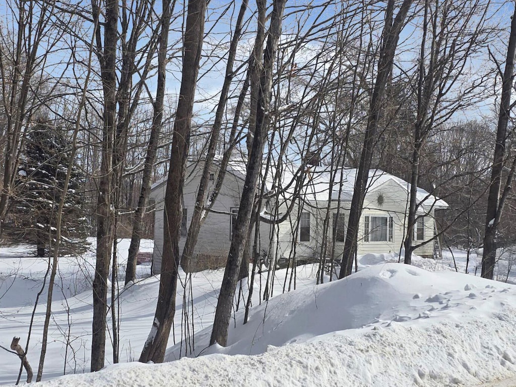 view of yard layered in snow