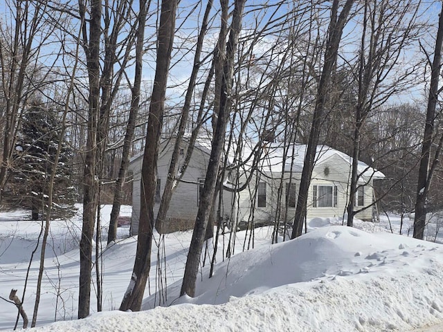 view of yard layered in snow