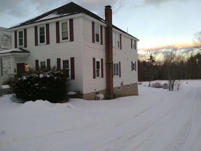 view of snow covered exterior