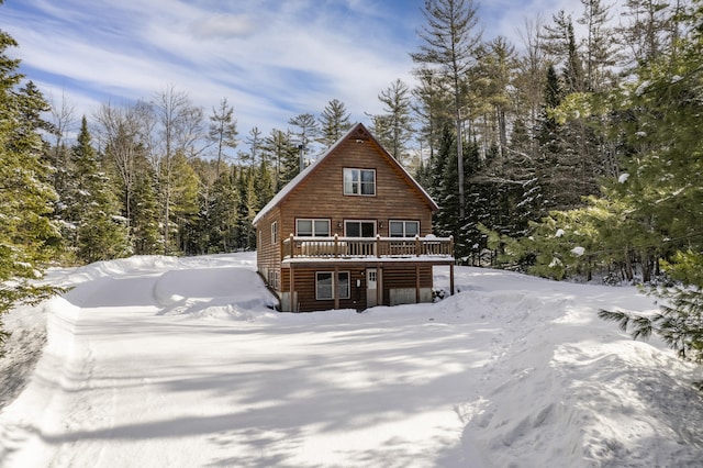 view of front of home with a wooden deck