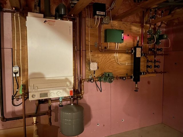 utility room with water heater