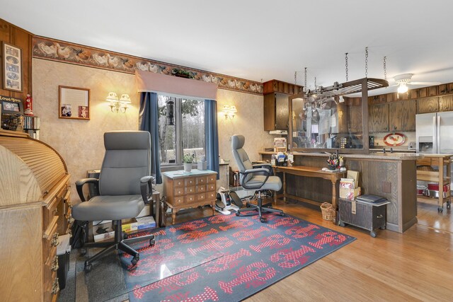 417 Middle Rd, Falmouth, ME 04105 - office area with ceiling fan and light wood finished floors