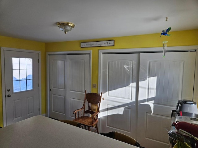 bedroom featuring two closets