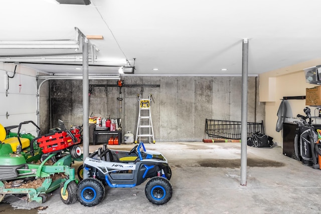 garage with a garage door opener