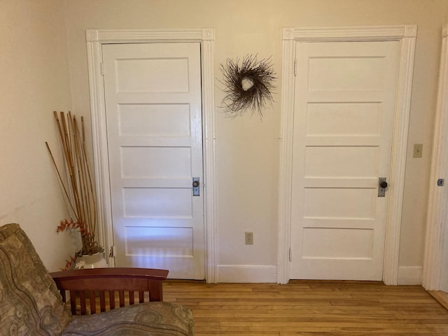 interior space with light hardwood / wood-style flooring