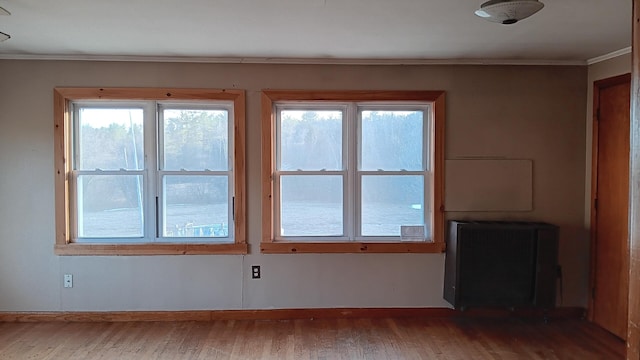 7 Hidden Meadow Ln, Dixfield, ME 04224 - unfurnished living room with ornamental molding, baseboards, and wood finished floors