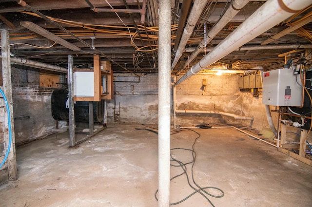 basement with water heater