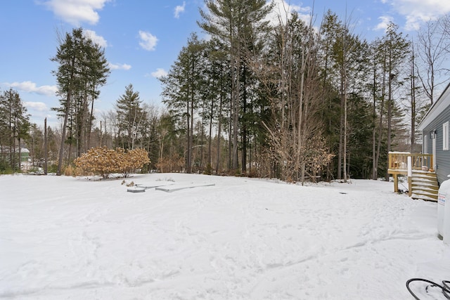 view of yard covered in snow