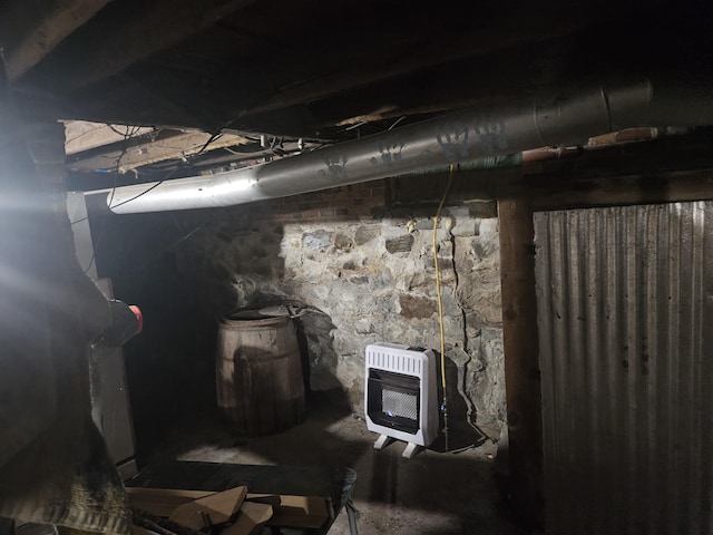 basement with heating unit