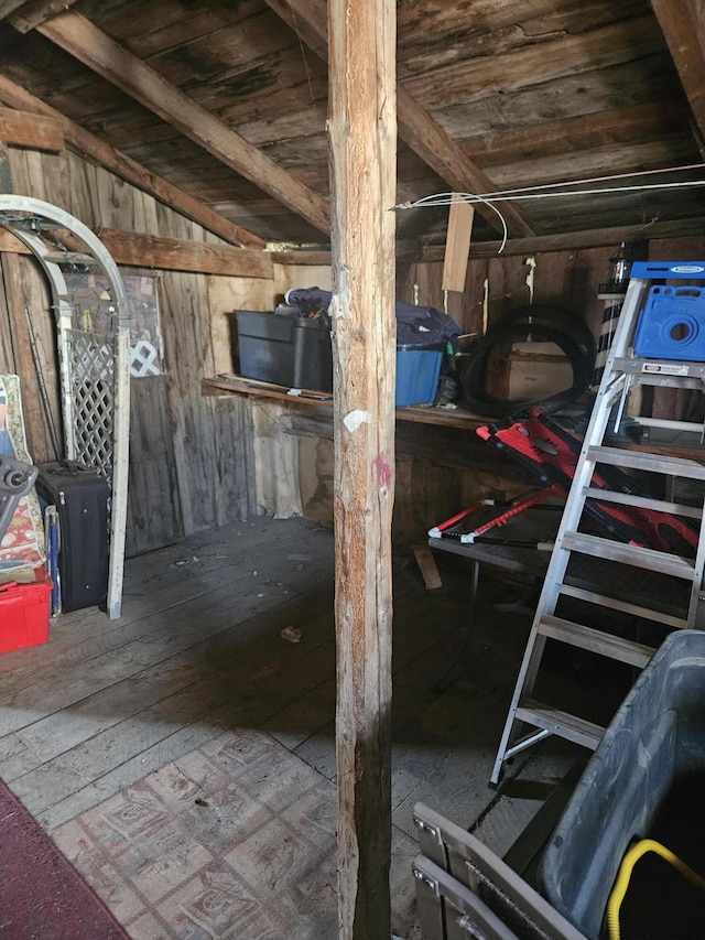 view of unfinished attic