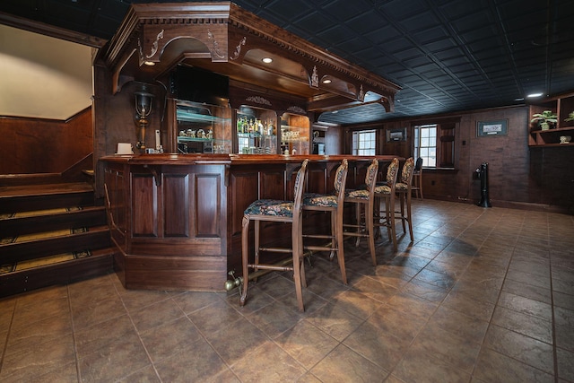 bar with wooden walls