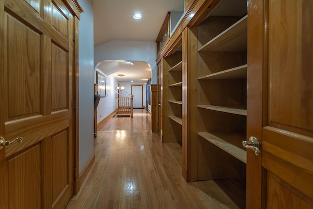 hall with light wood-type flooring