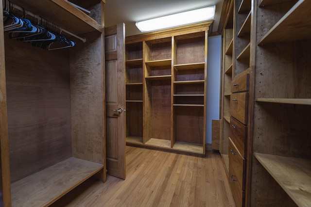 spacious closet with light hardwood / wood-style flooring