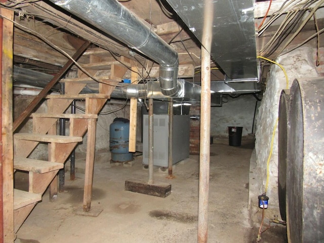 basement with heating unit