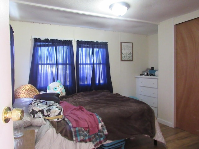 bedroom with hardwood / wood-style flooring